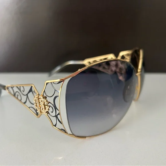 Roberto Cavalli Elegant Gold and Black Sunglasses NEW ROBERTO CAVALLI SRC 012 COL. 0300 GOLD BLACK AUTHENTIC  main image 4